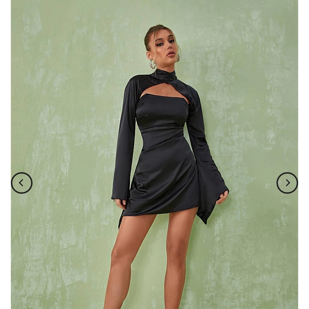 Sybil satin mini dress in black